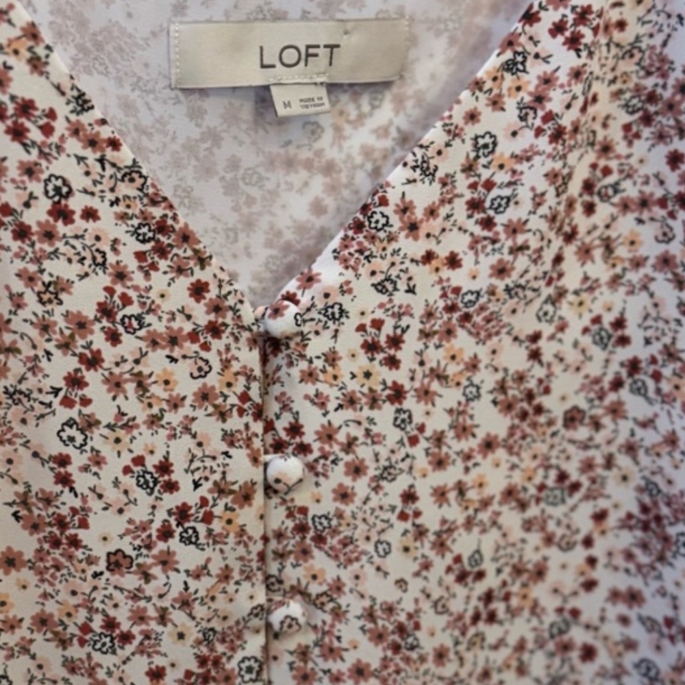 LOFT Red and Cream Floral Camisole